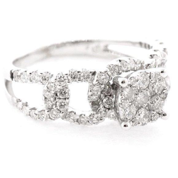 Vintage Estate 18k White Gold 1.20ct Diamond Engagement Ring Size 5.75